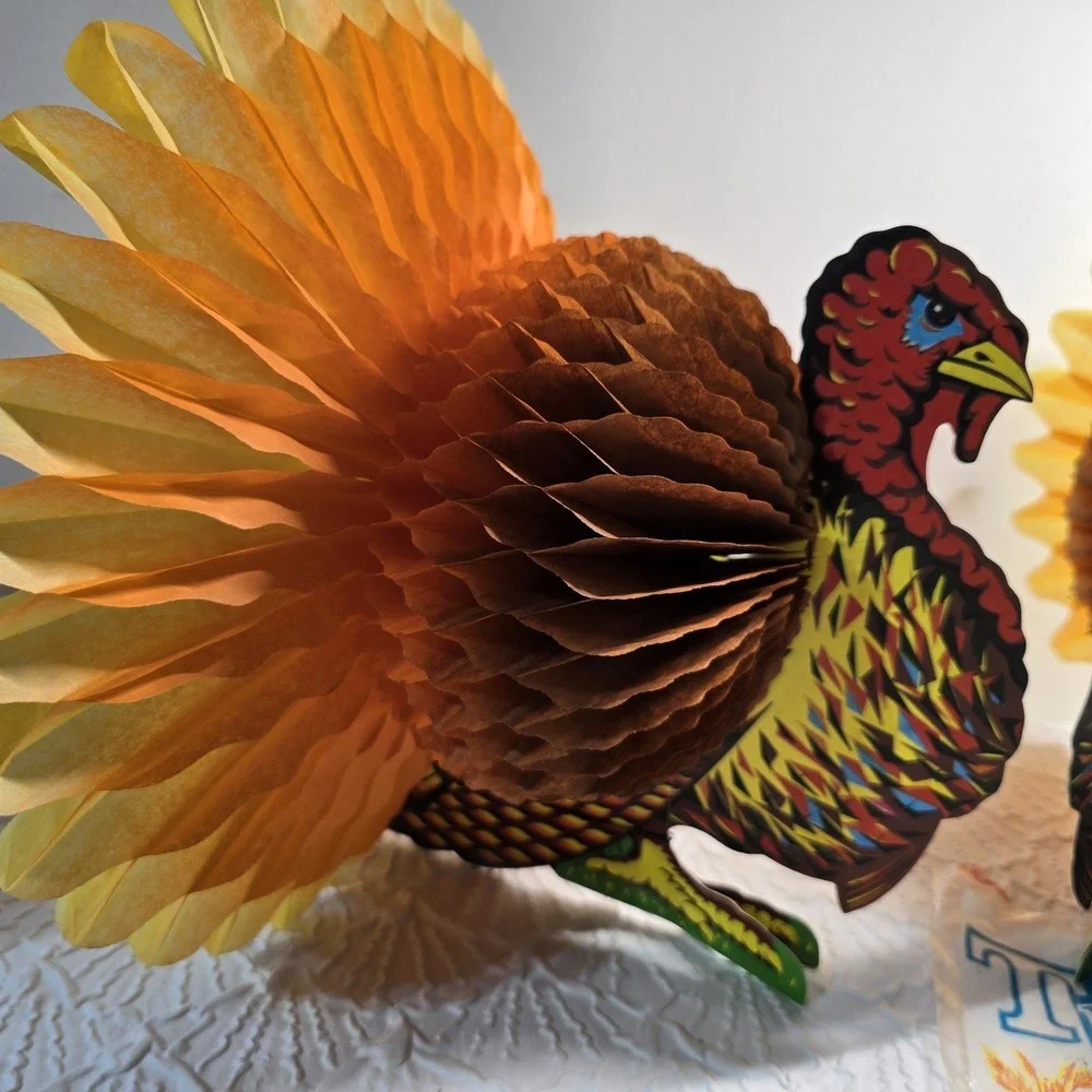 Vintage Beistle Turkey Honeycomb Thanksgiving Fall Harvest Decoration Multicolor